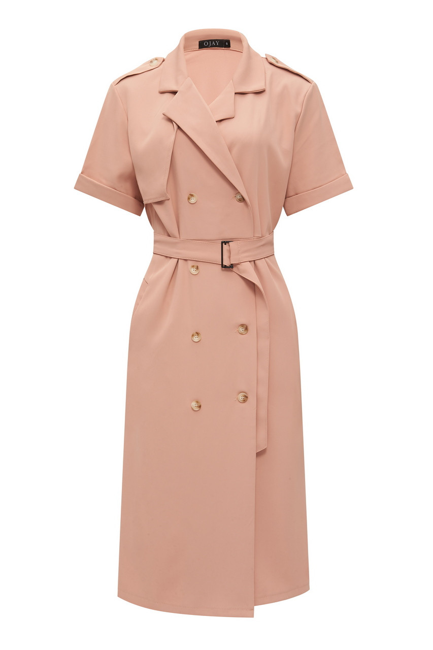 Double Breasted Trench Midi Dress - OJAY